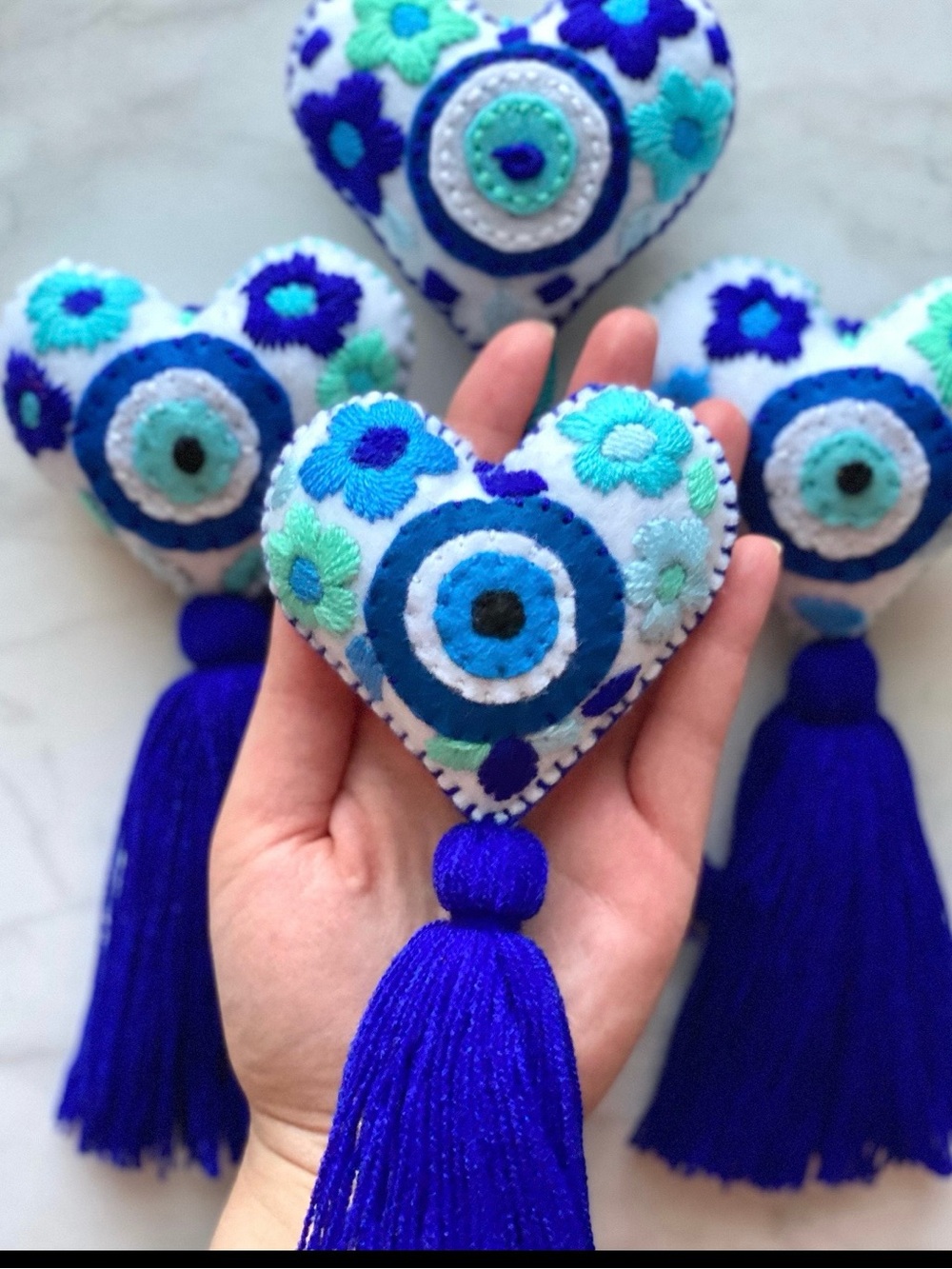 Evil eye bag charm tassel